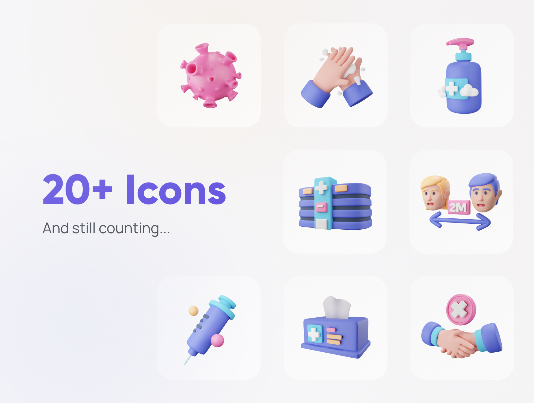 新冠和医疗保健行业的创意3D图标模型Covidly – Covid-19 3D Icon Set