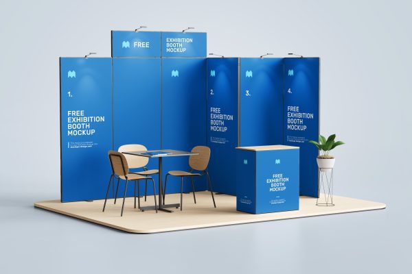 可商用展会小展台展牌设计展示样机exhibition booth mockup