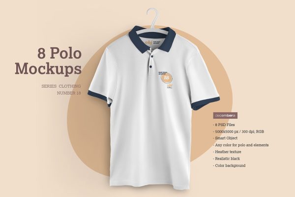 8款男士Polo半袖衫设计展示贴图样机模板 8 Mockups Men Polo