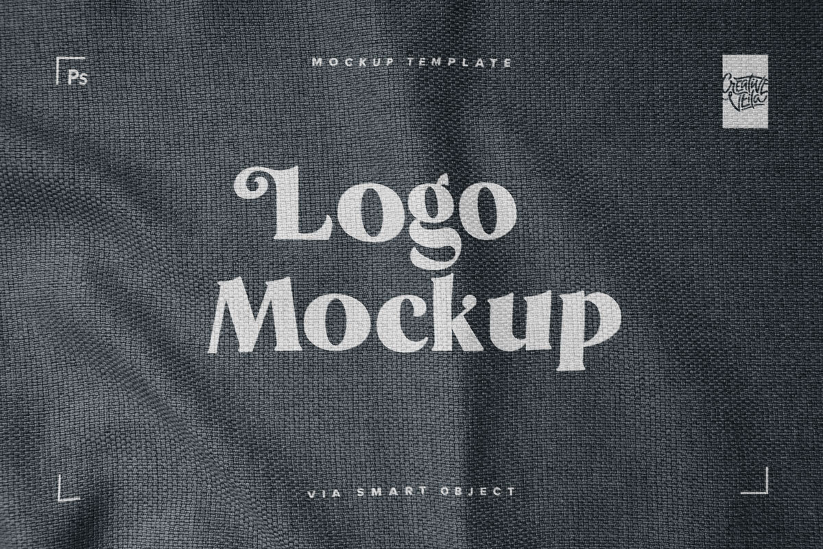 逼真纺织布料褶皱面料效果徽标Logo设计展示样机模板 Fabric Print Logo Mockup Set