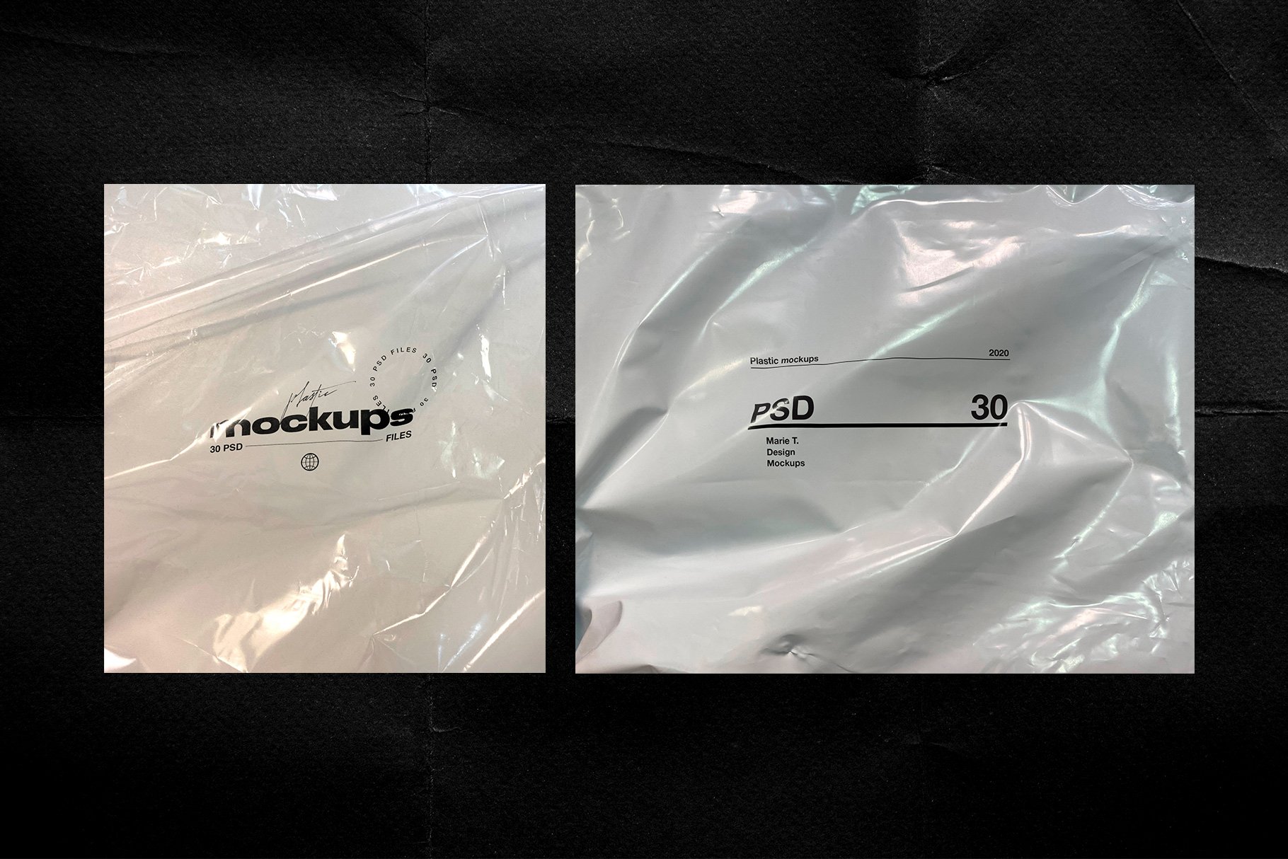 30个PSD塑料褶皱保鲜膜样机模板30 PSD Plastic Mockup Templates