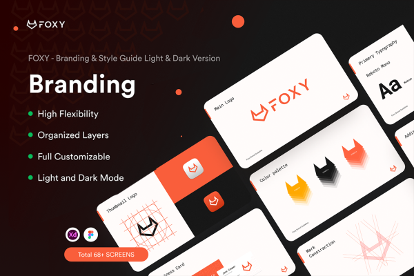 FOXY品牌和风格VI设计模版FOXY Brand Guideline – Branding & Style Guide
