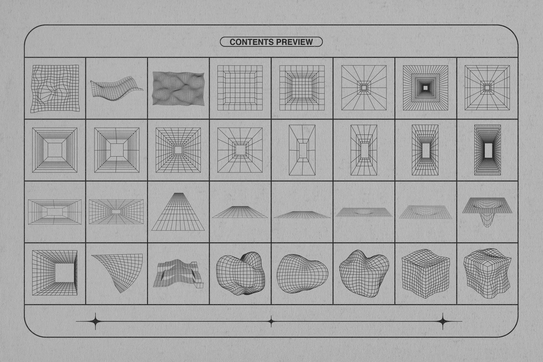 128款潮流抽象空间透视几何网格线框矢量图形素材