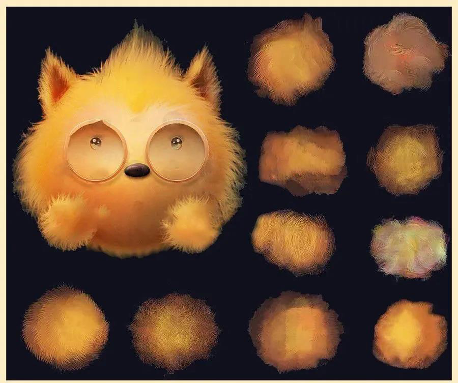 31款逼真的动物纤维毛发笔刷Procreate/PS