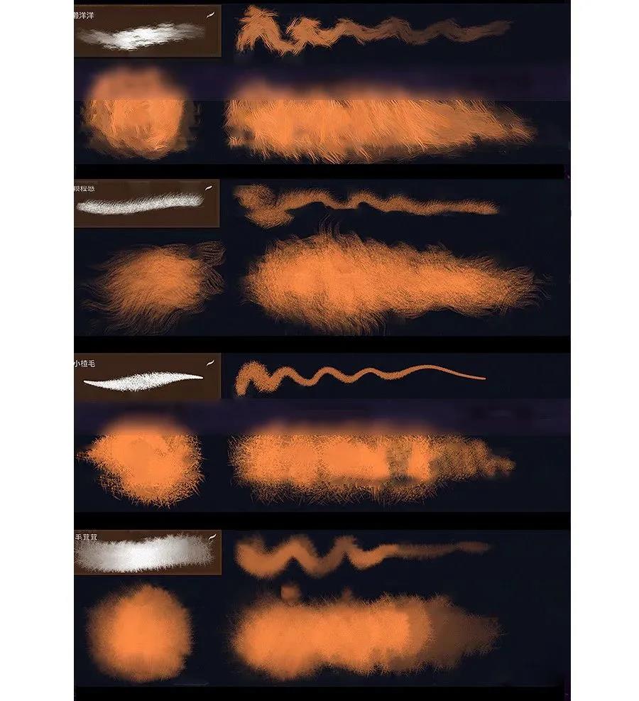 31款逼真的动物纤维毛发笔刷Procreate/PS