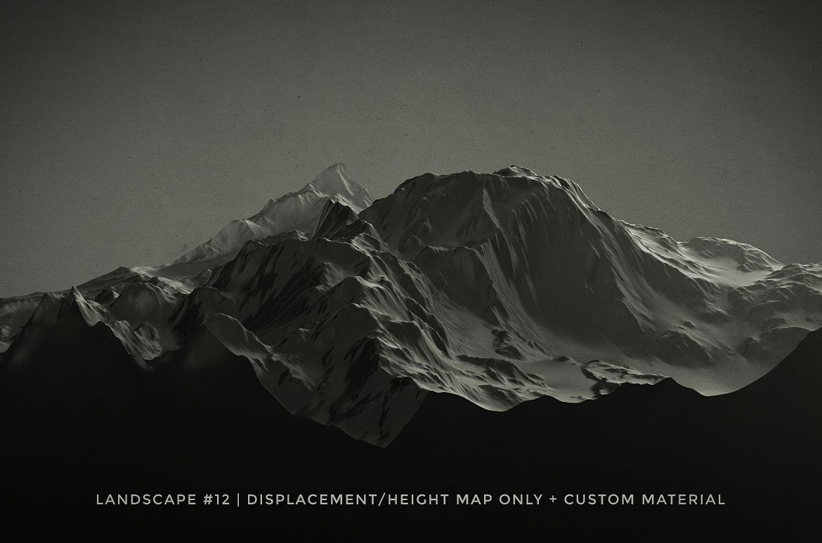 20款黑白山脉3D地图PNG纹理设计素材