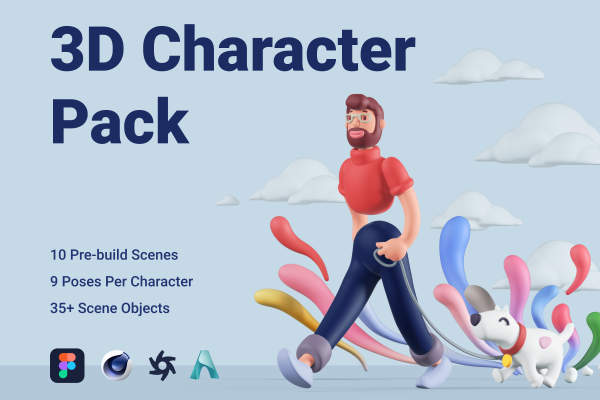 超酷高品质APP&WEB界面设计3D图标设计素材  3D Character Pack