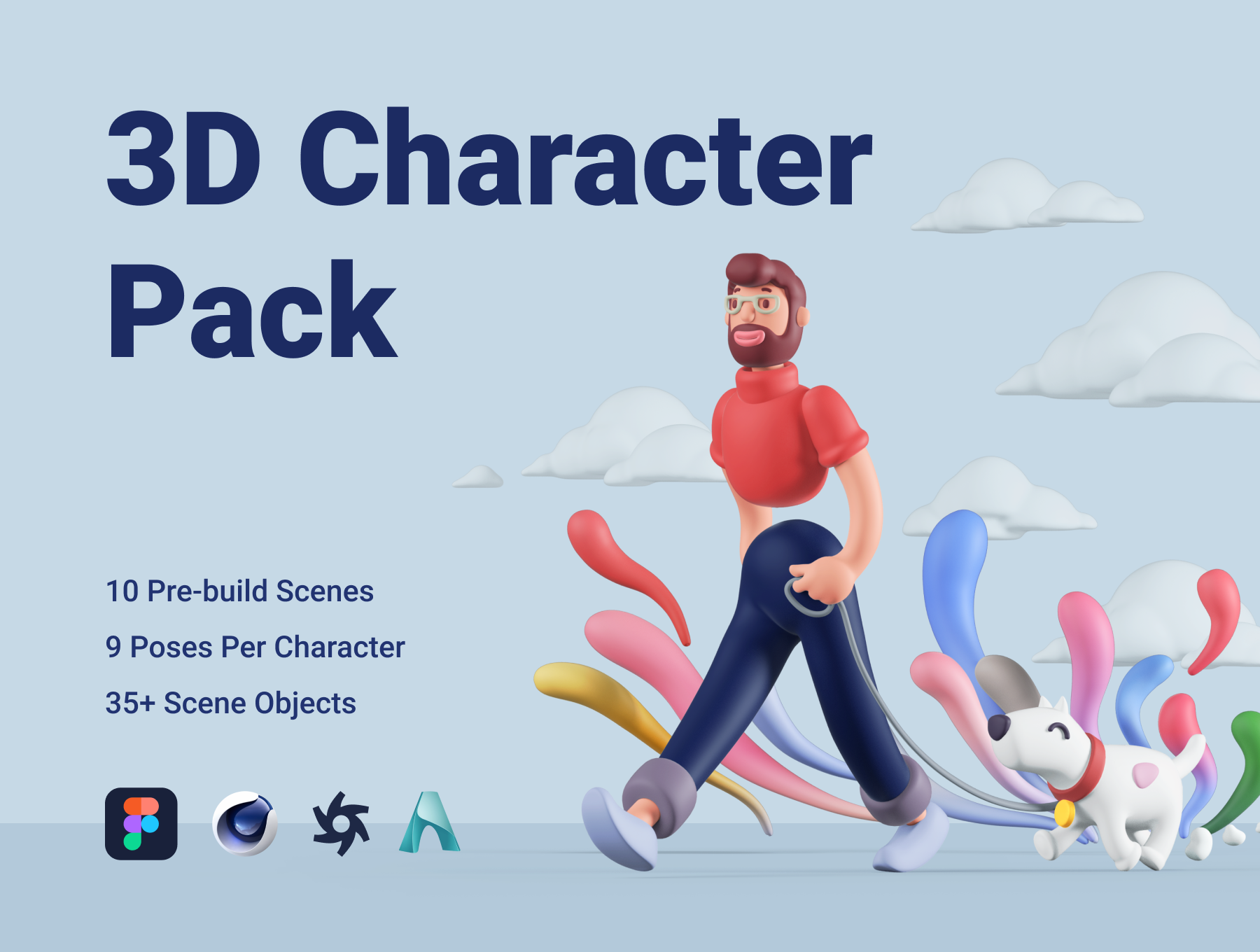 超酷高品质APP&WEB界面设计3D图标设计素材  3D Character Pack
