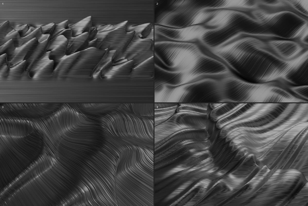 12款抽象银色3D渲染流体波浪线背景素材