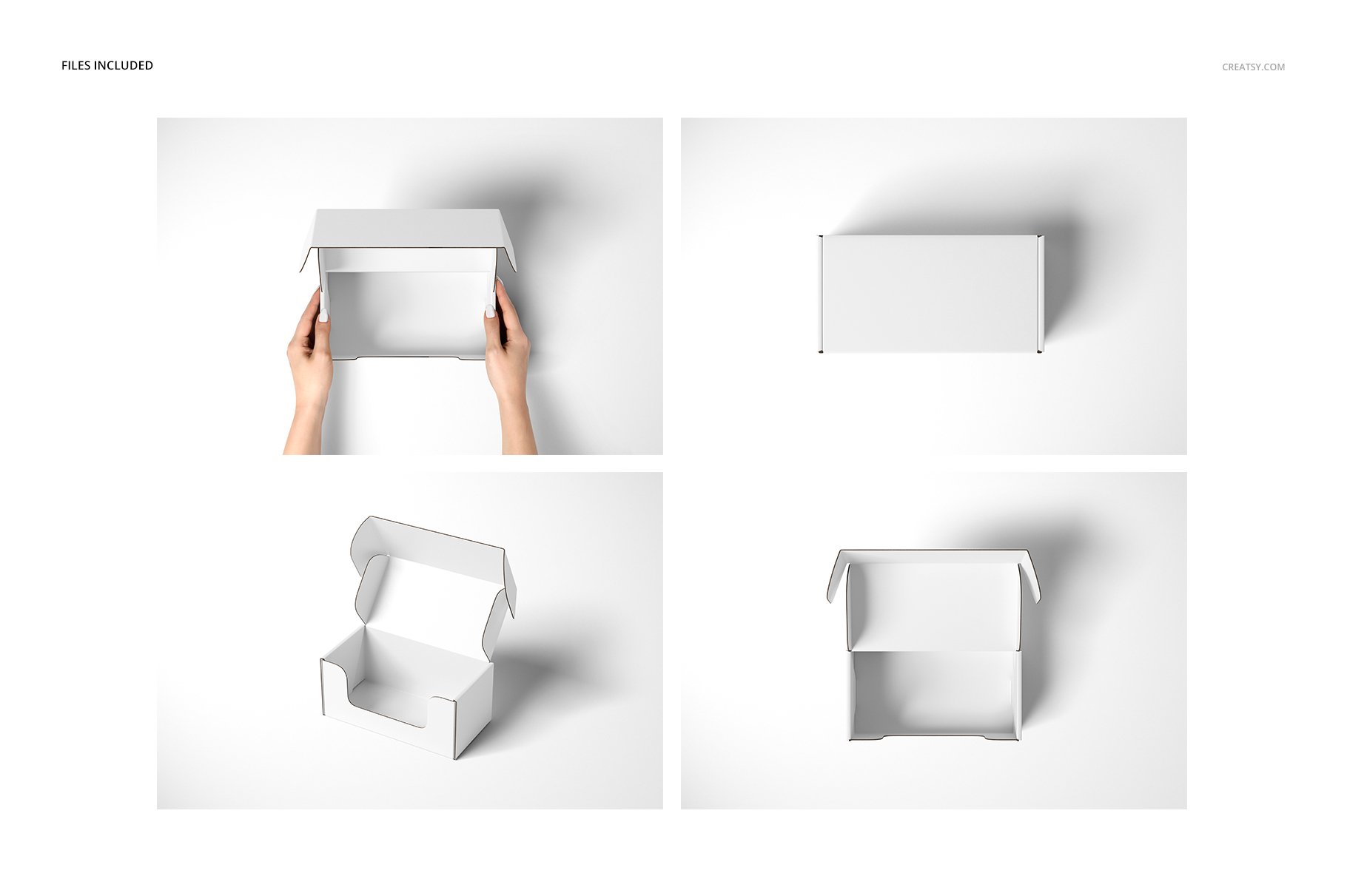 瓦楞纸材质包装盒外观设计效果图样机模板