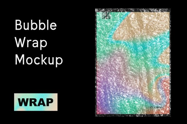 潮酷透明塑料气泡袋包装袋纹理样机 WRAP – 1 Bubble Wrap Texture Mockup