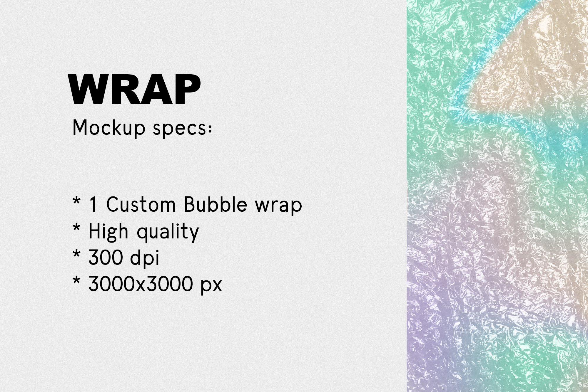 潮酷透明塑料气泡袋包装袋纹理样机 WRAP – 1 Bubble Wrap Texture Mockup