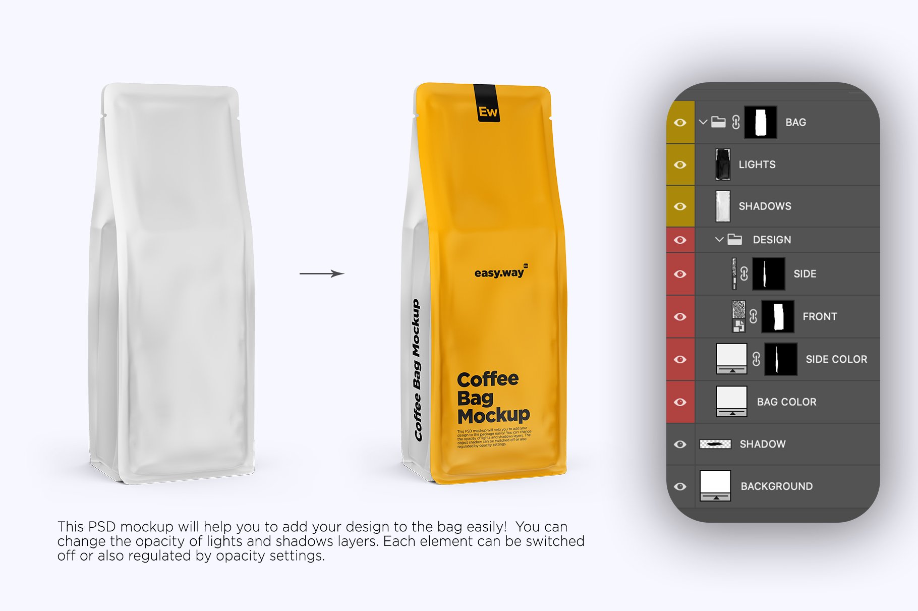 简约咖啡纸袋设计展示样机PSD模板