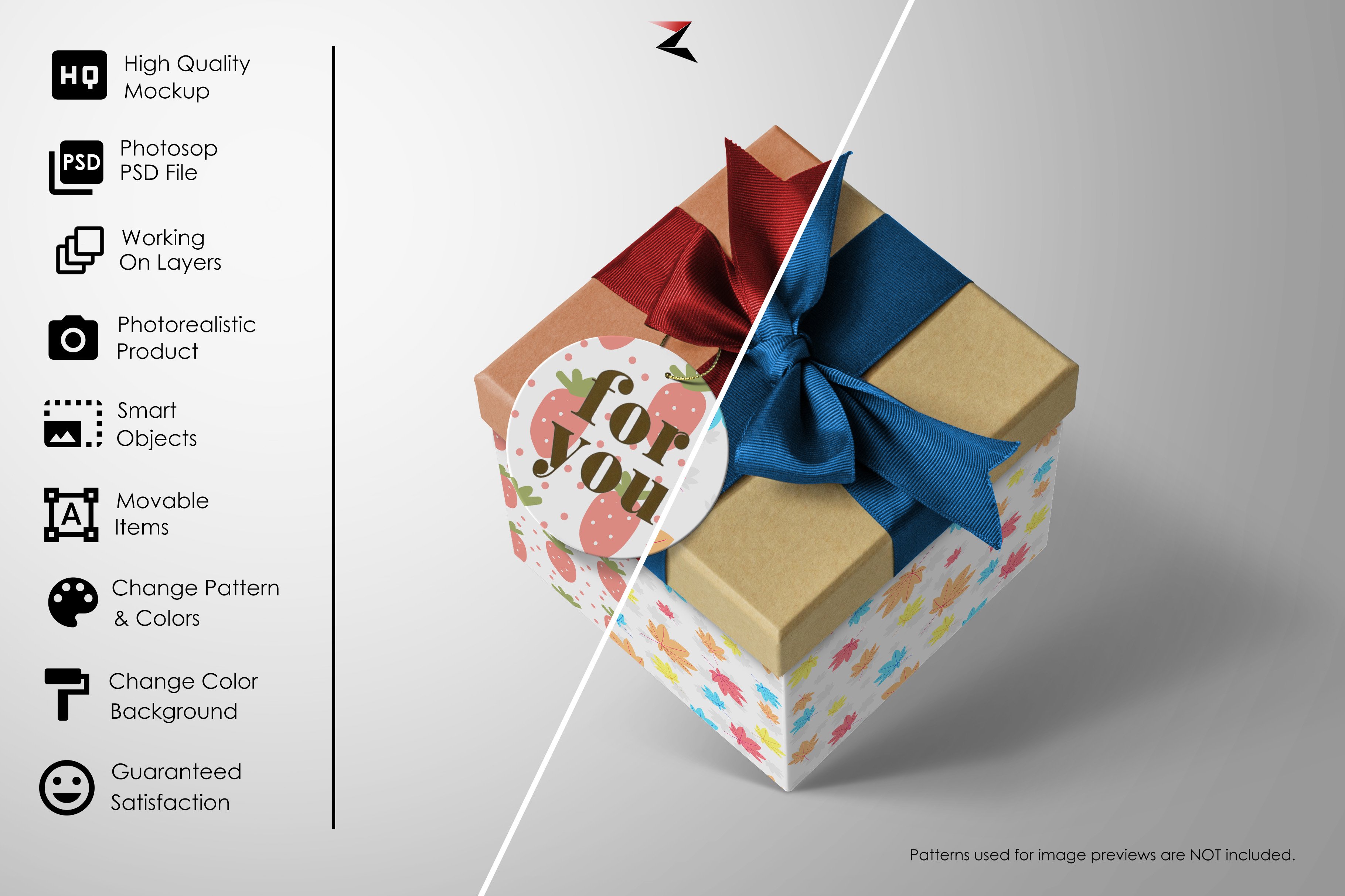 高质量礼品包装纸盒设计展示贴图样机模板