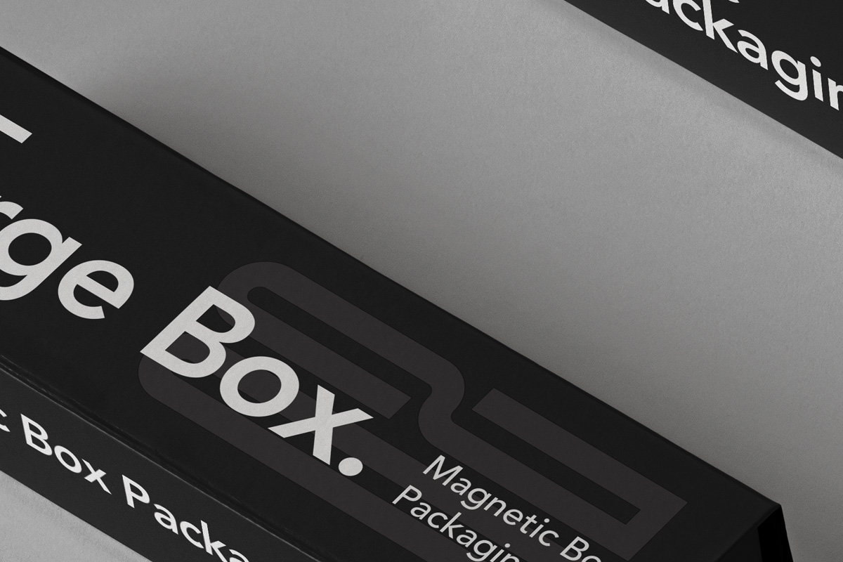奢华带磁性产品包装盒设计PSD样机