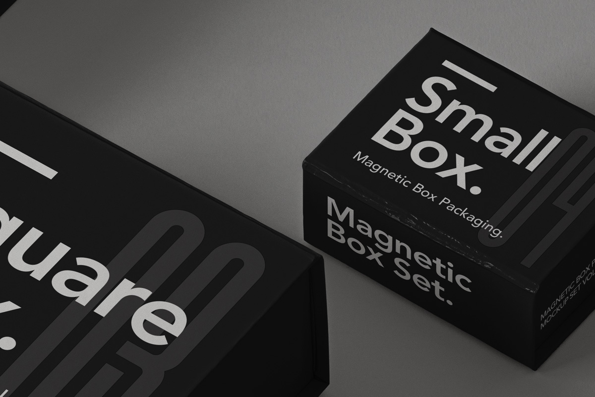 奢华带磁性产品包装盒设计PSD样机