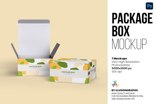 7款逼真产品包装纸盒设计贴图样机