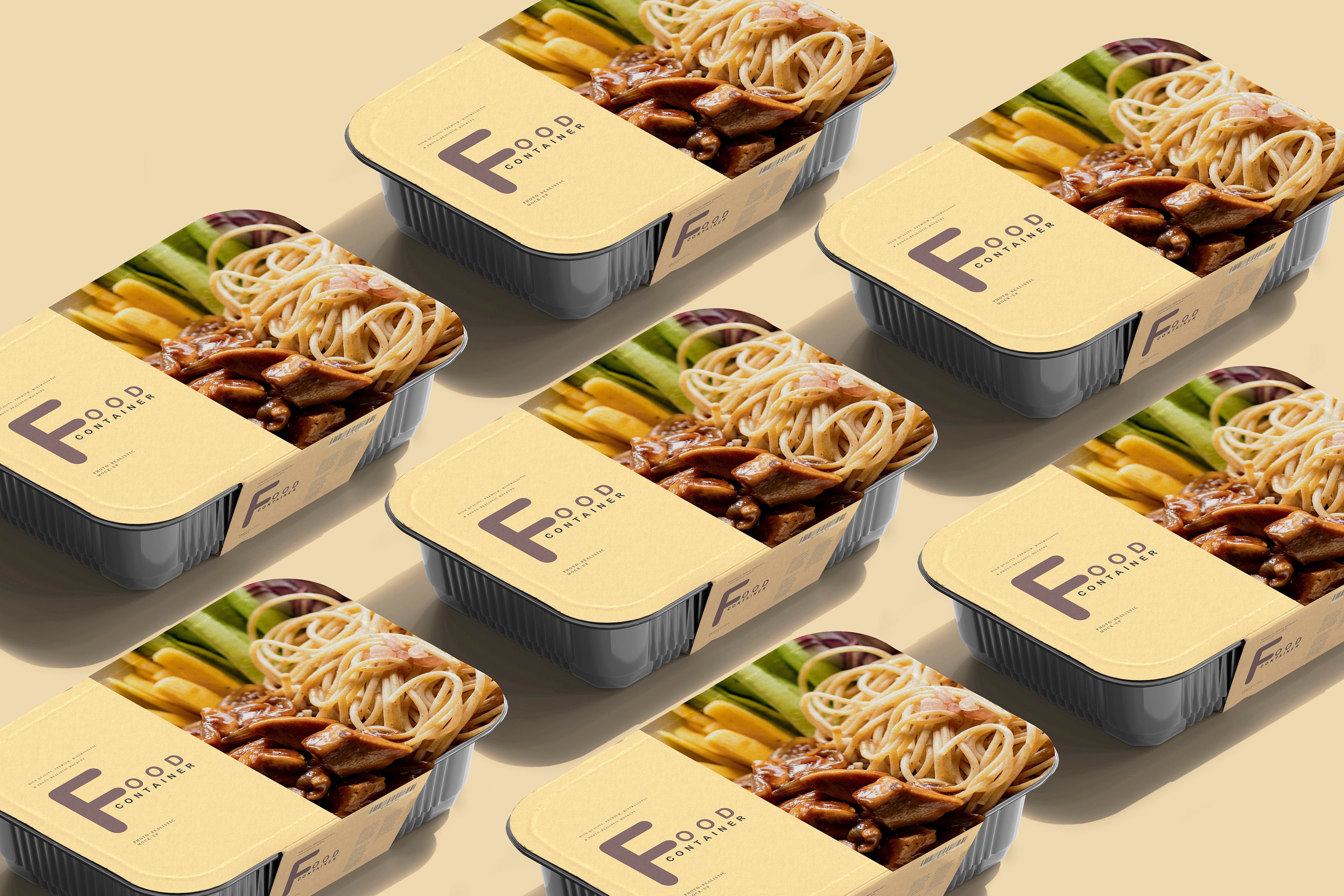 18款逼真食品保鲜盒标签设计贴图样机
