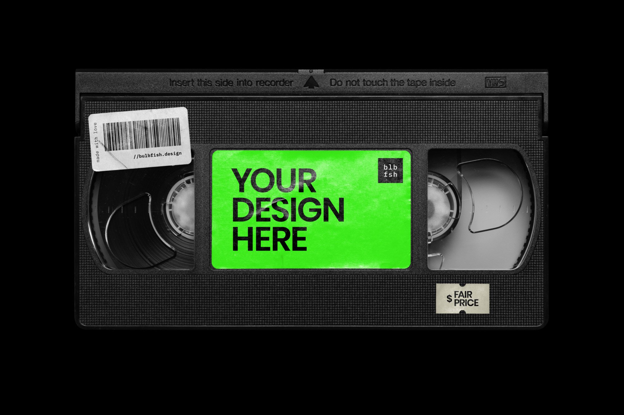 潮流复古磁带透明塑料包装袋样机模板 Video Cassette Mockup