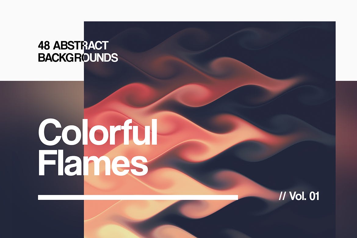 48个抽象多彩火焰背景纹理素材Colorful Flames | Abstract Backgrounds | Vol. 01