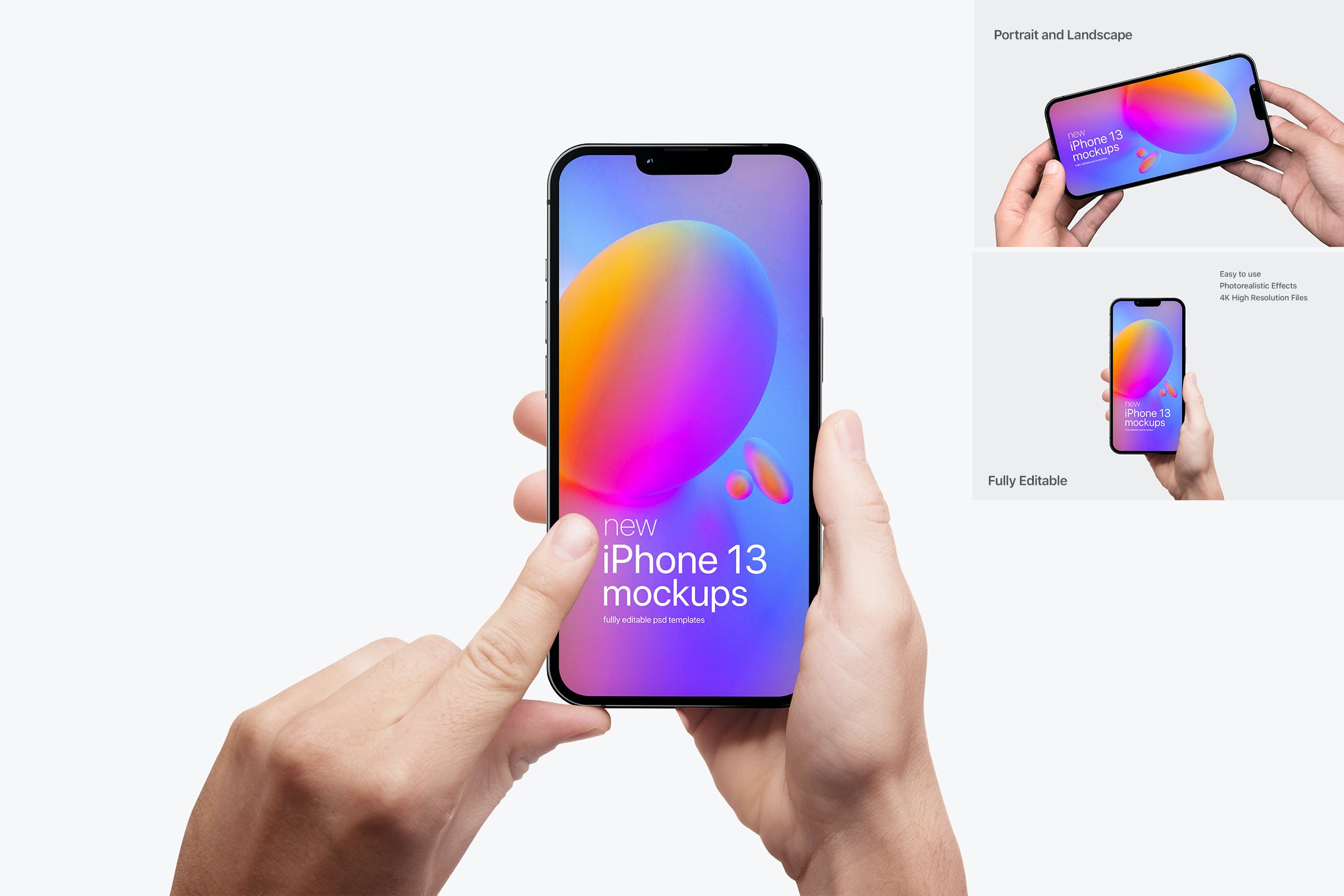 iPhone 13手持手机UI展示样机-iPhone 13 Mockups