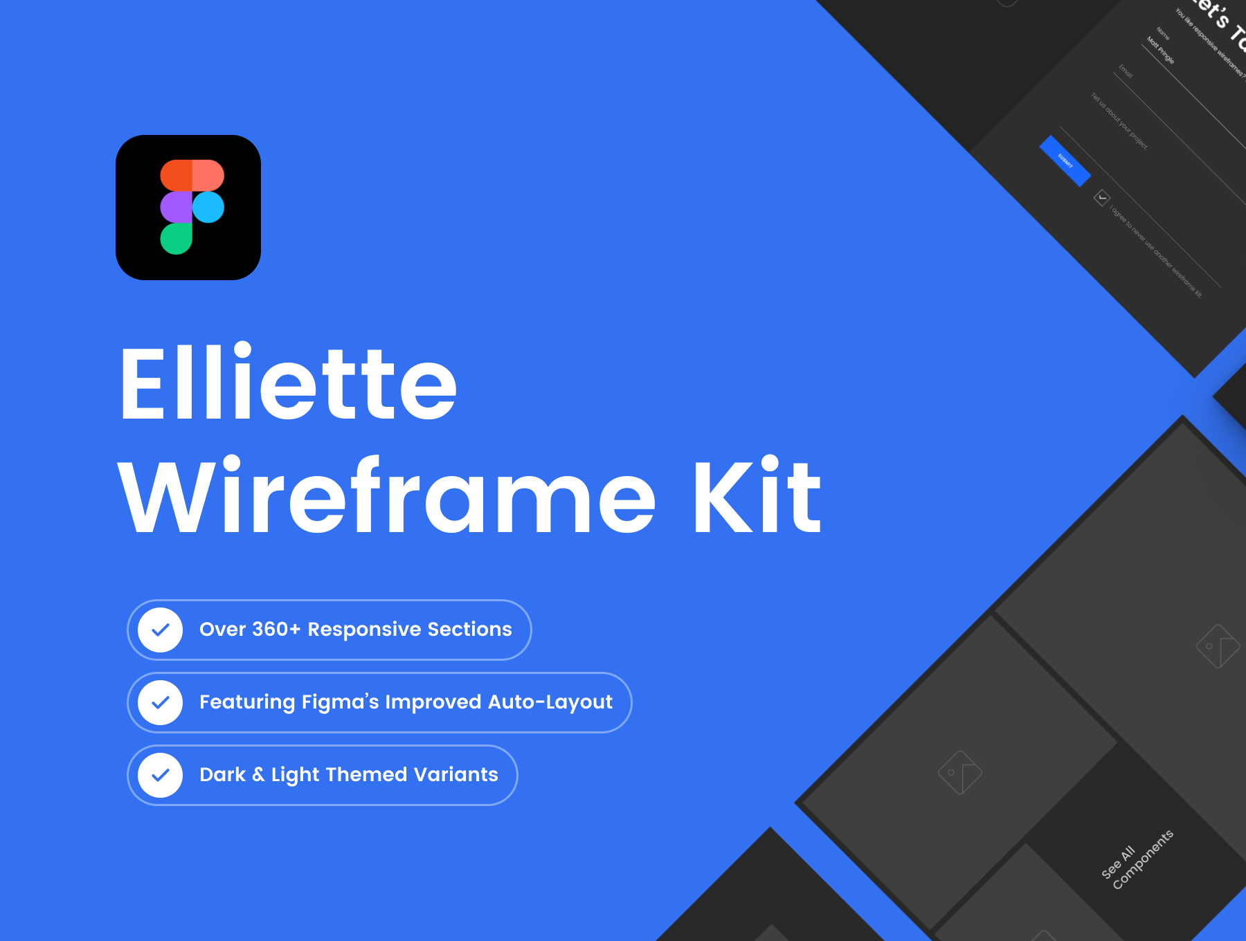 多功能商务平台网站线框图设计figma模板—EllietteElliette Wireframe Kit