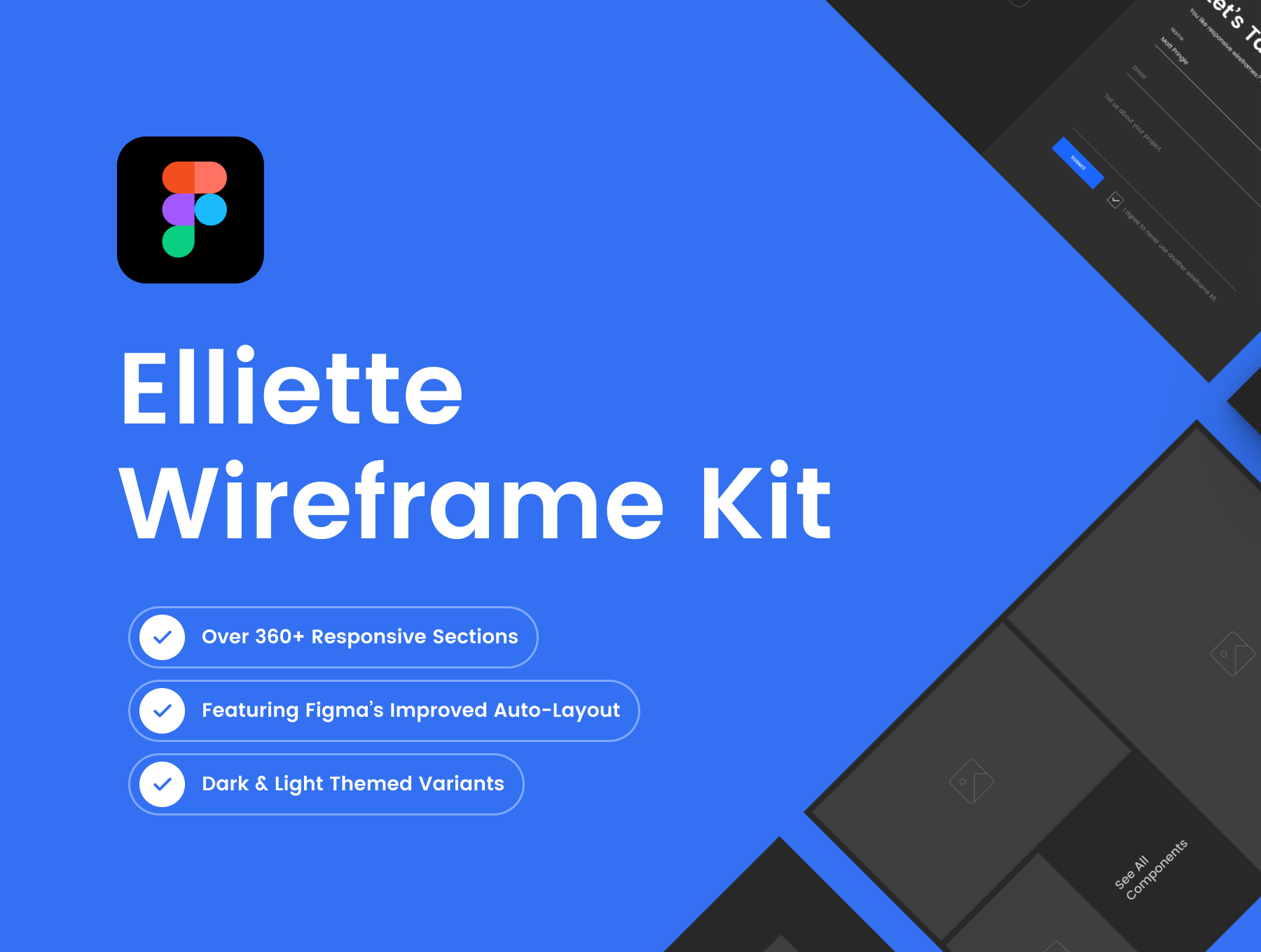 多功能商务平台网站线框图设计figma模板—EllietteElliette Wireframe Kit