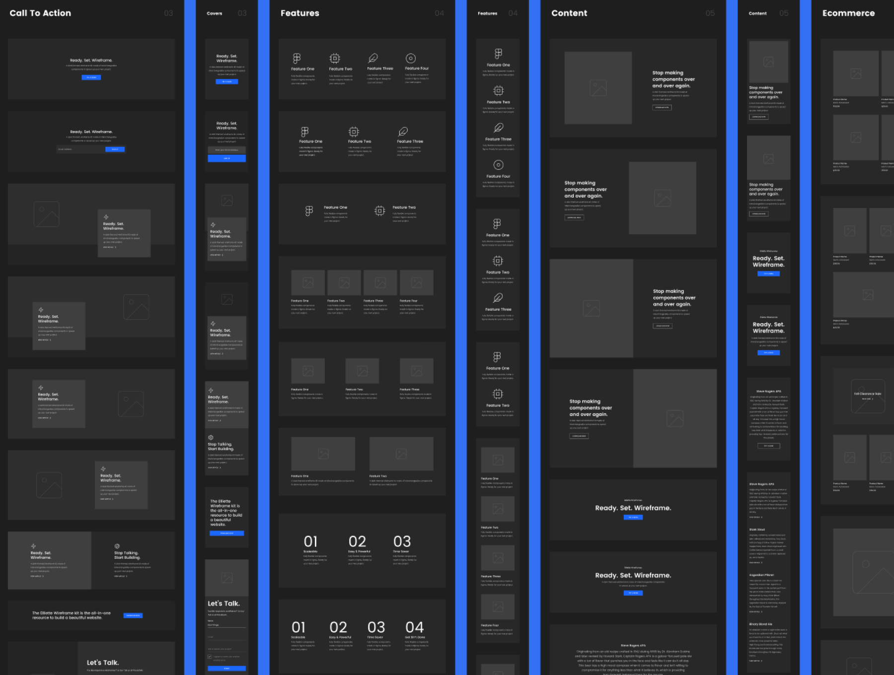 多功能商务平台网站线框图设计figma模板—EllietteElliette Wireframe Kit