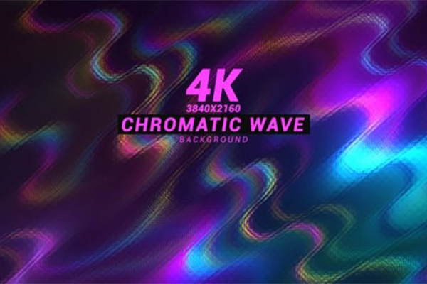 抽象三维空间炫晕感色波旋转彩色渐变金属波动画背景Chromatic Wave