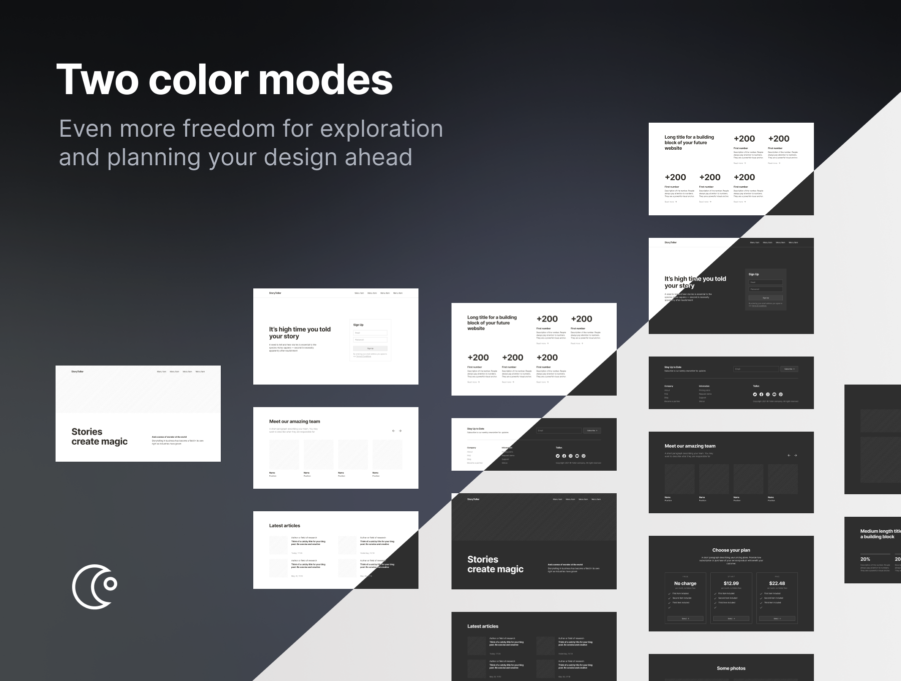 网页原型设计线框图Wireframe Kit设计模板(Figma)StoryTeller Wireframe Kit