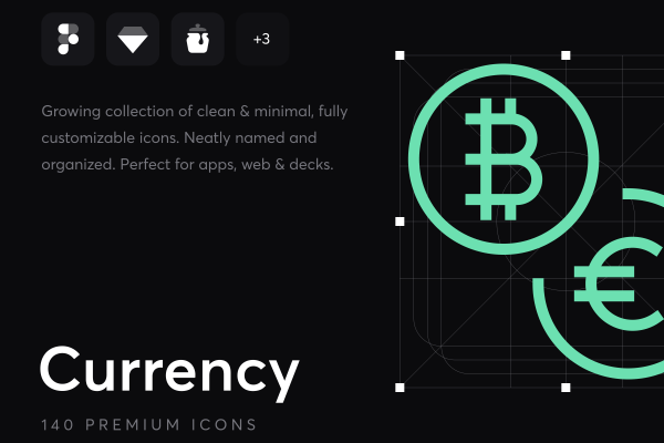 140+高级icon小图标png细线条金融货币主题素材 Currency – Premium Icons
