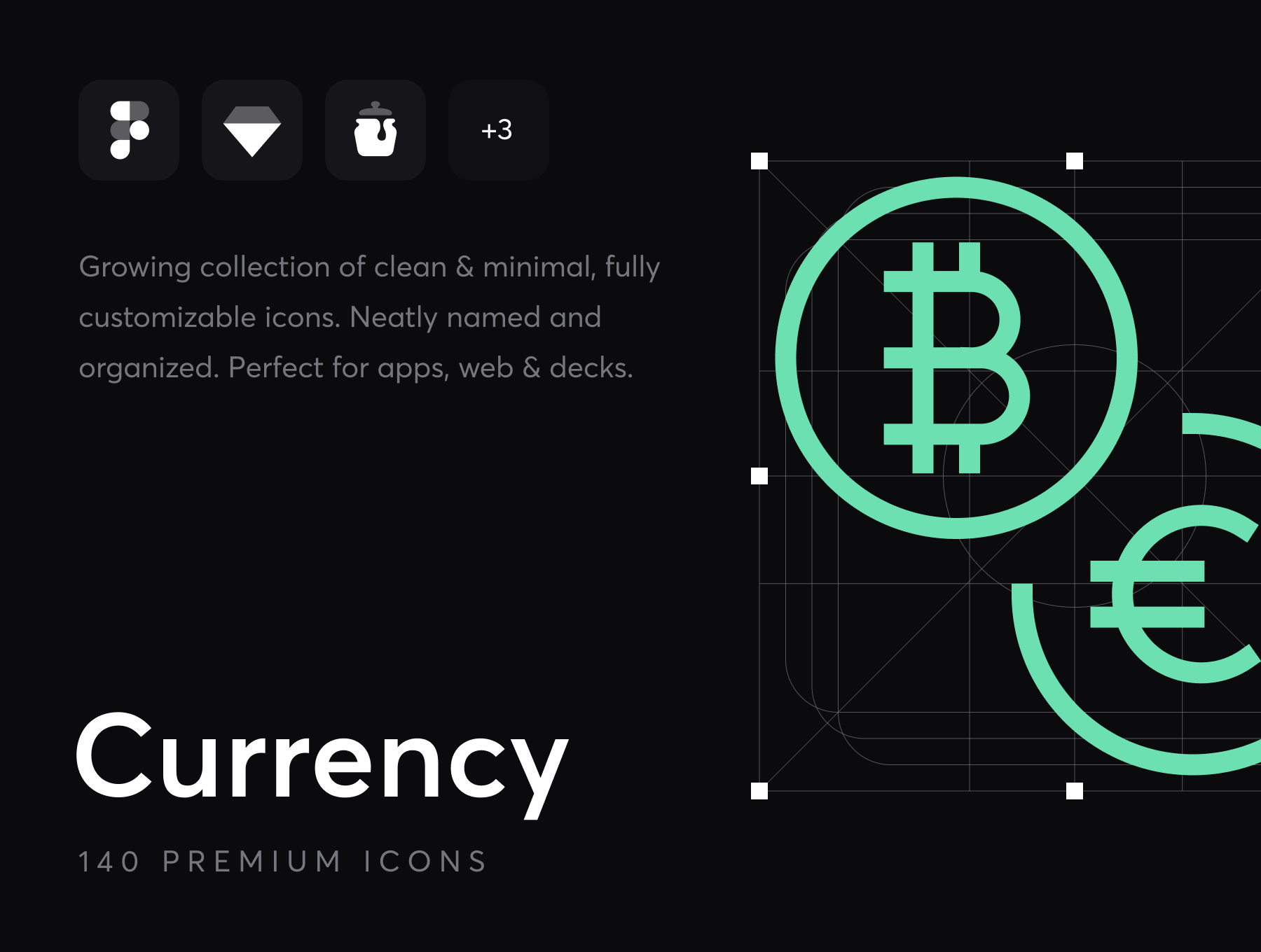 140+高级icon小图标png细线条金融货币主题素材 Currency – Premium Icons