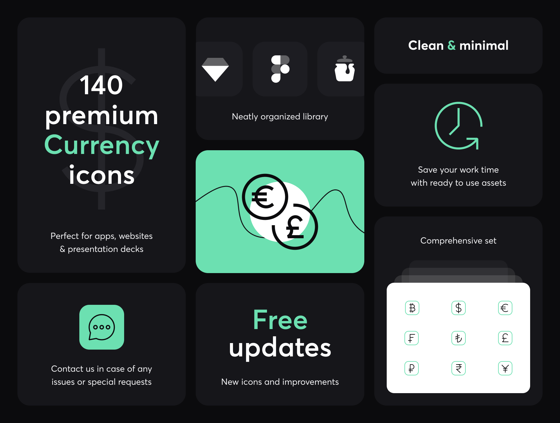 140+高级icon小图标png细线条金融货币主题素材 Currency – Premium Icons