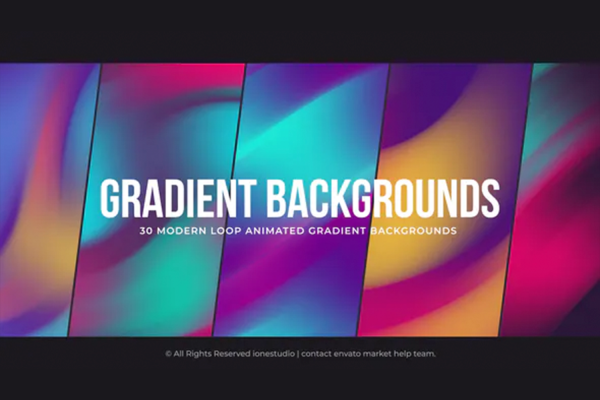 30个彩色霓虹灯效果抽象渐变背景元素动画Gradient Backgrounds for Premiere Pro