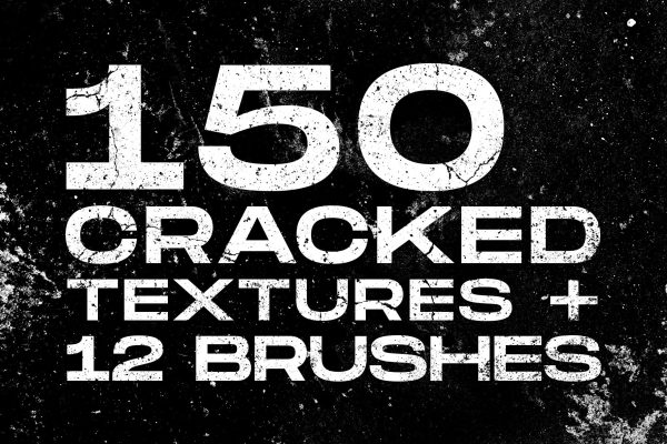 150款潮流做旧粗糙磨损裂纹纹理背景笔刷素材 Cracked & Distressed Textures