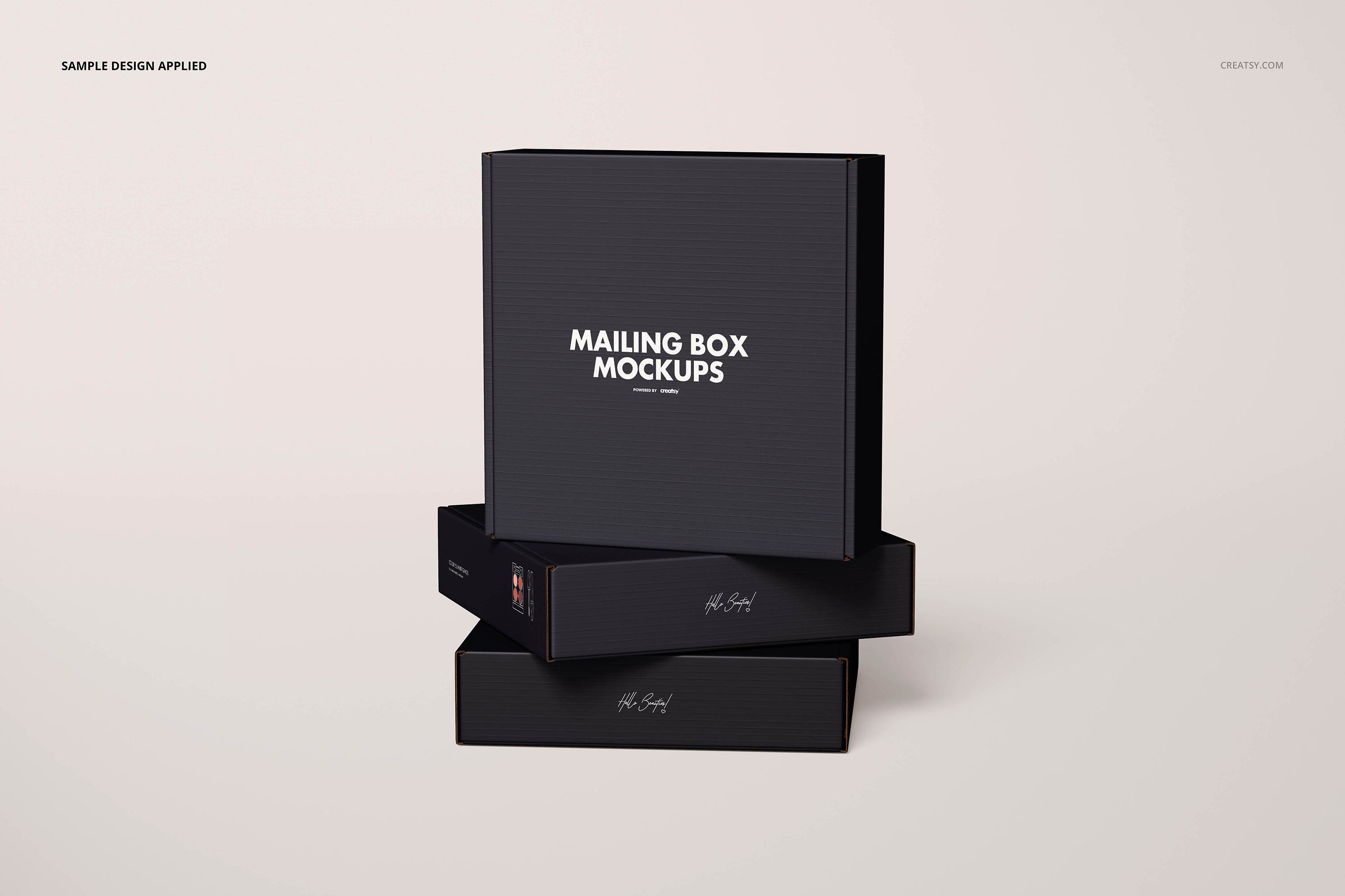 05 高端逼真产品包装盒快递物料邮件纸盒设计Ps智能贴图样机 Mailing Box Mockup Set 4