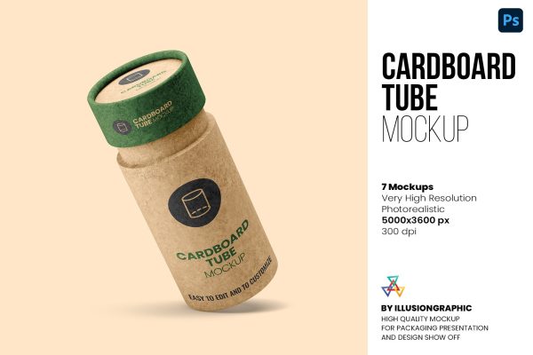 08 7款纸板管容器包装设计样机 Cardboard Tube Mockup – 7 views