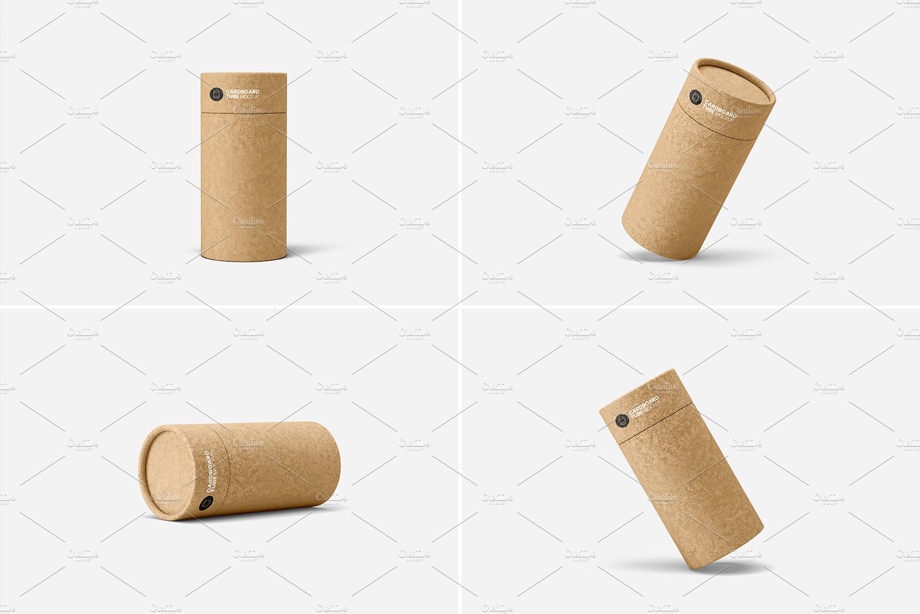 08 7款纸板管容器包装设计样机 Cardboard Tube Mockup – 7 views