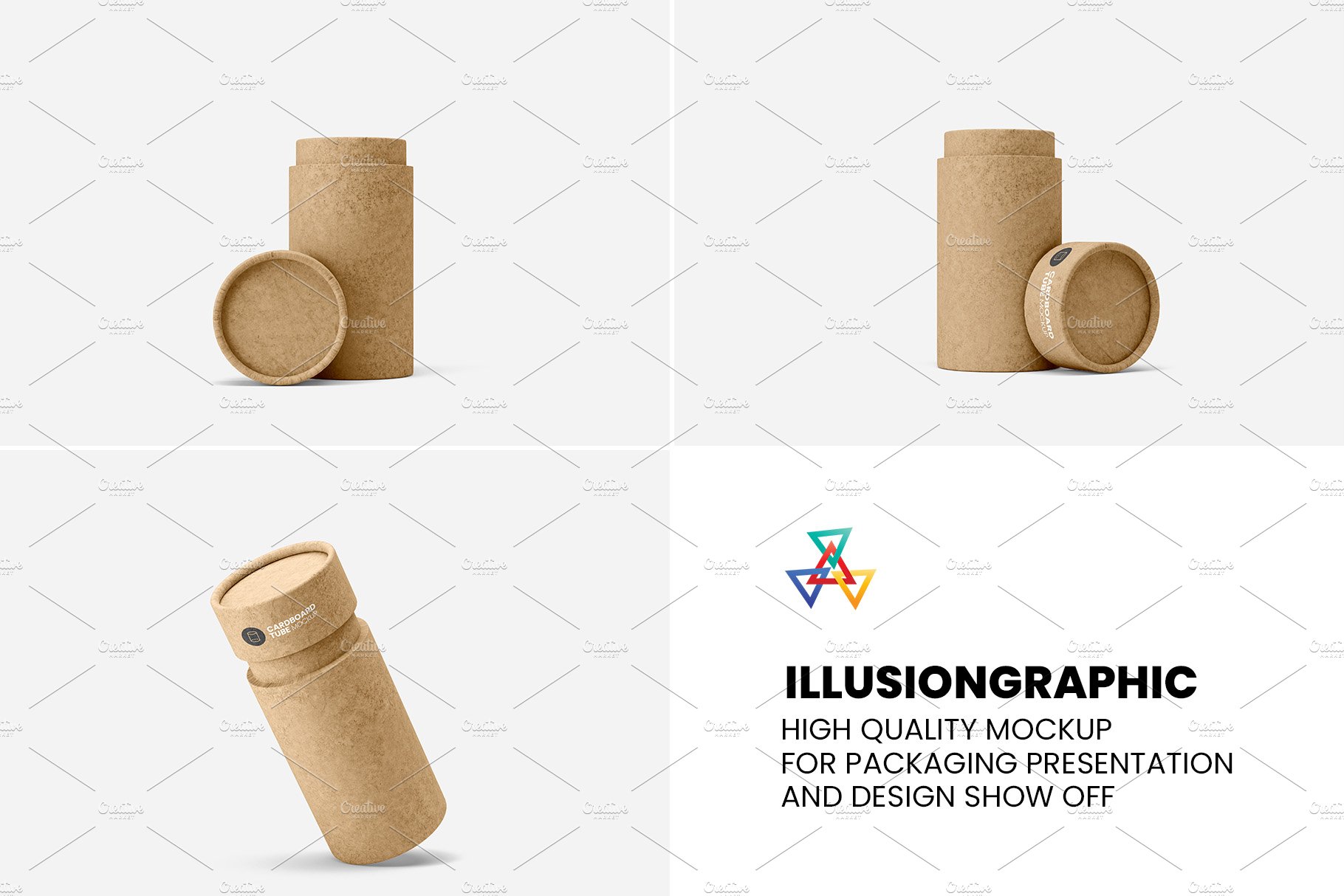 08 7款纸板管容器包装设计样机 Cardboard Tube Mockup – 7 views