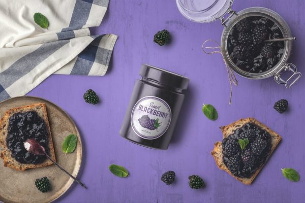 果酱玻璃罐容器模拟顶部正面视图Jam Jar Packaging Mockups