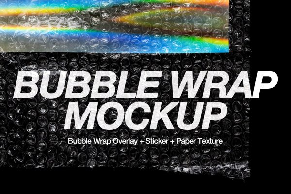 027 潮流气泡包装纹理海报设计叠加背景PS贴图样机模板 TuomoDesign – Bubble Wrap Texture Poster Mockup