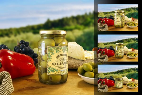 010 食品罐头玻璃罐标签设计展示贴图样机 Stuffed Green Olives Jar Mockup