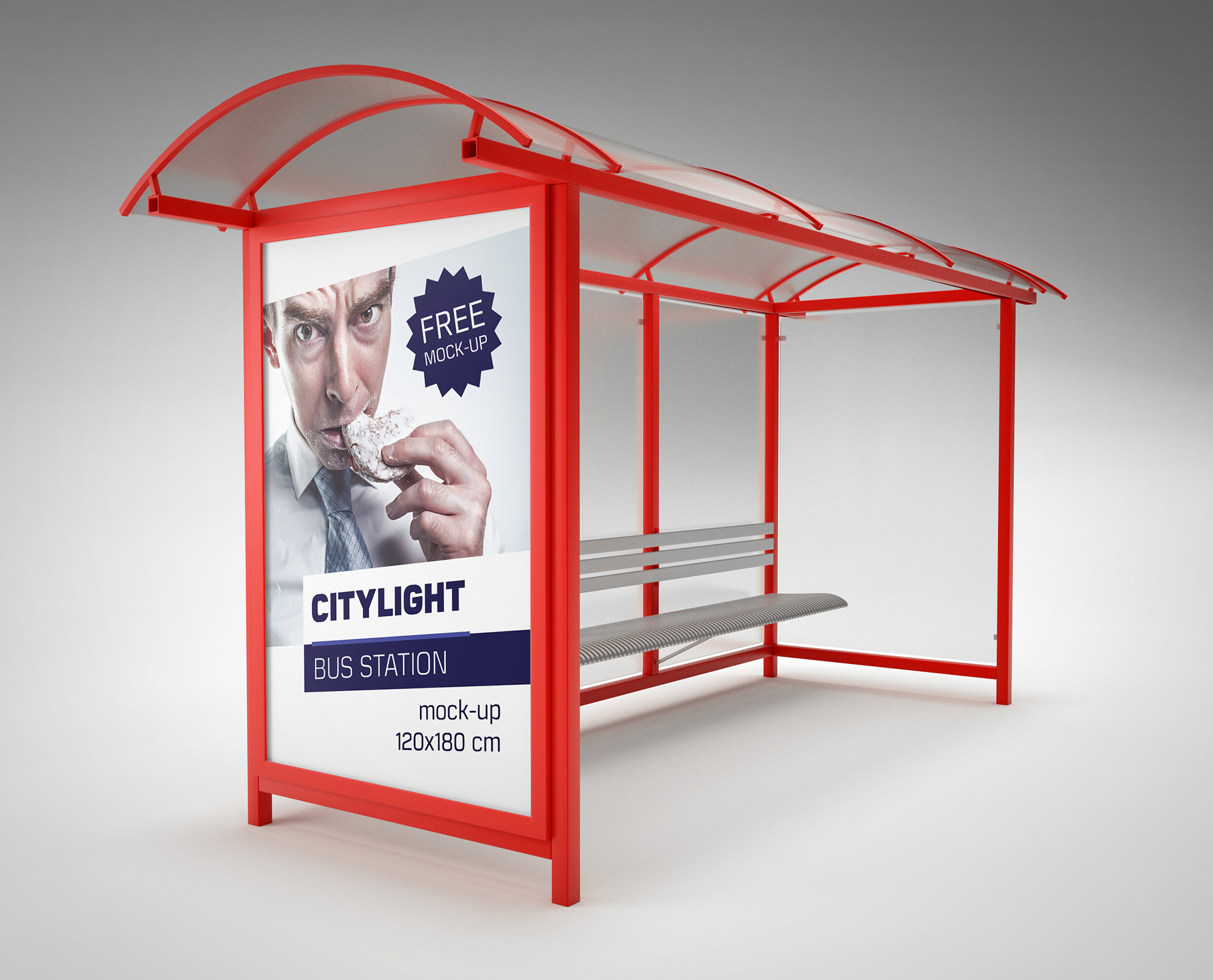 01 3款可商用公交车站站台场景广告样机Bus station citylight mockup