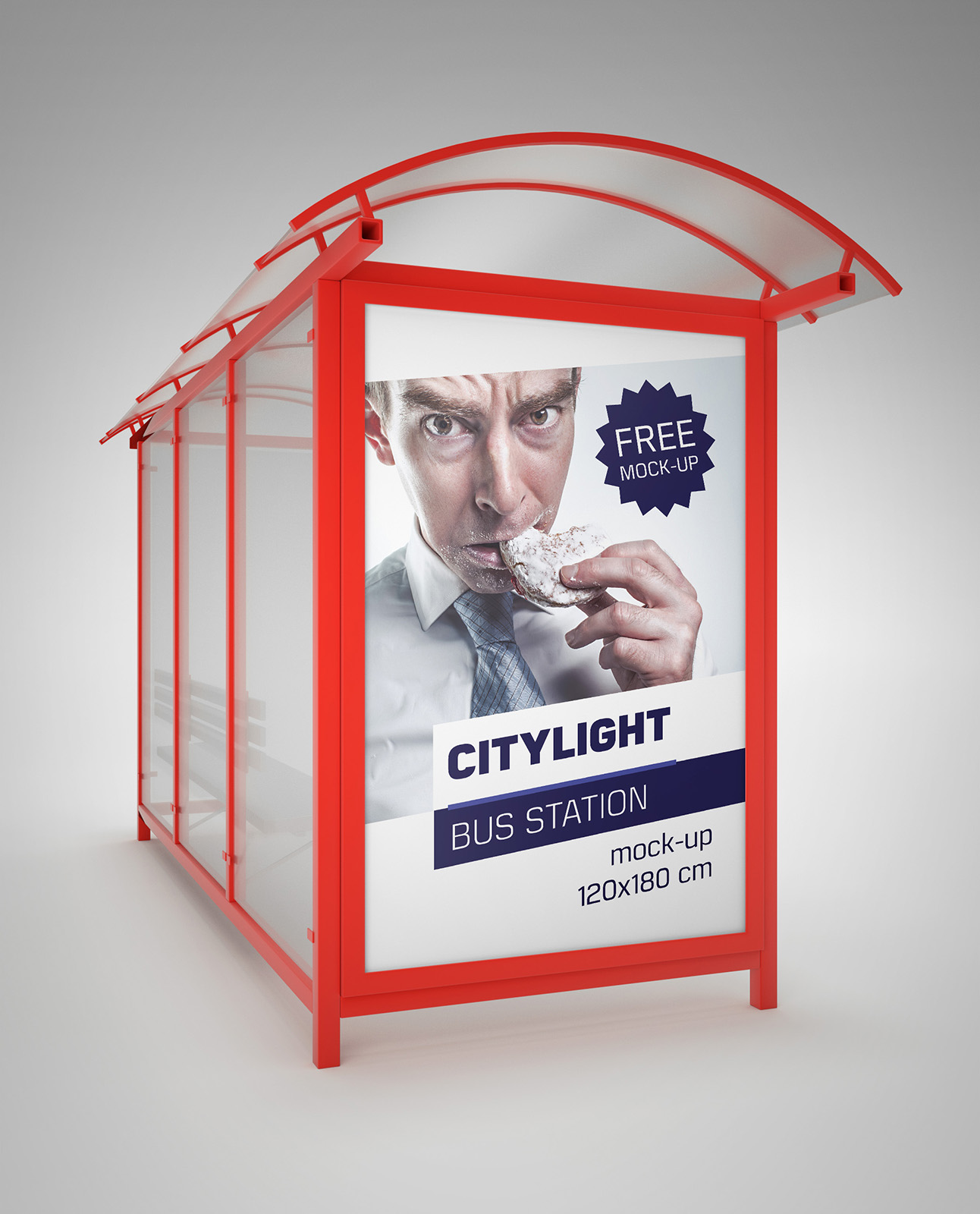 01 3款可商用公交车站站台场景广告样机Bus station citylight mockup
