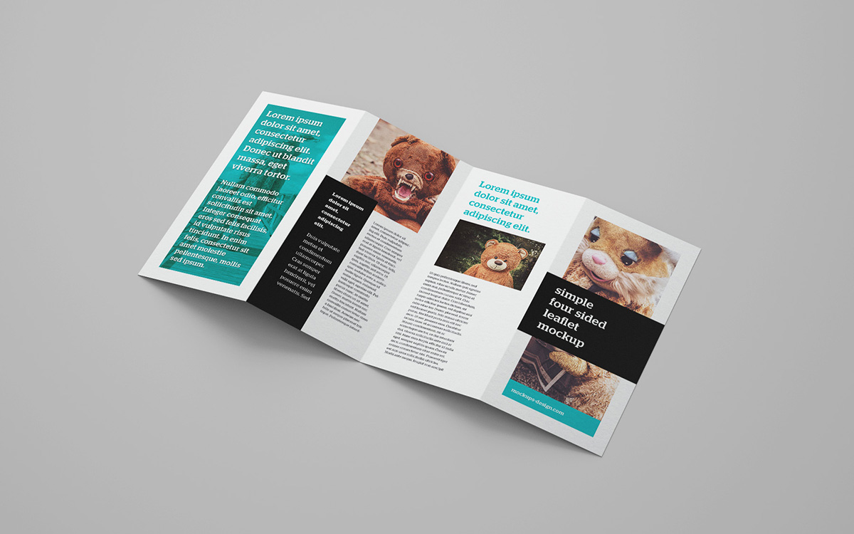 09 5款可商用高级质感4折页设计贴图样机4-panel leaflet mockup