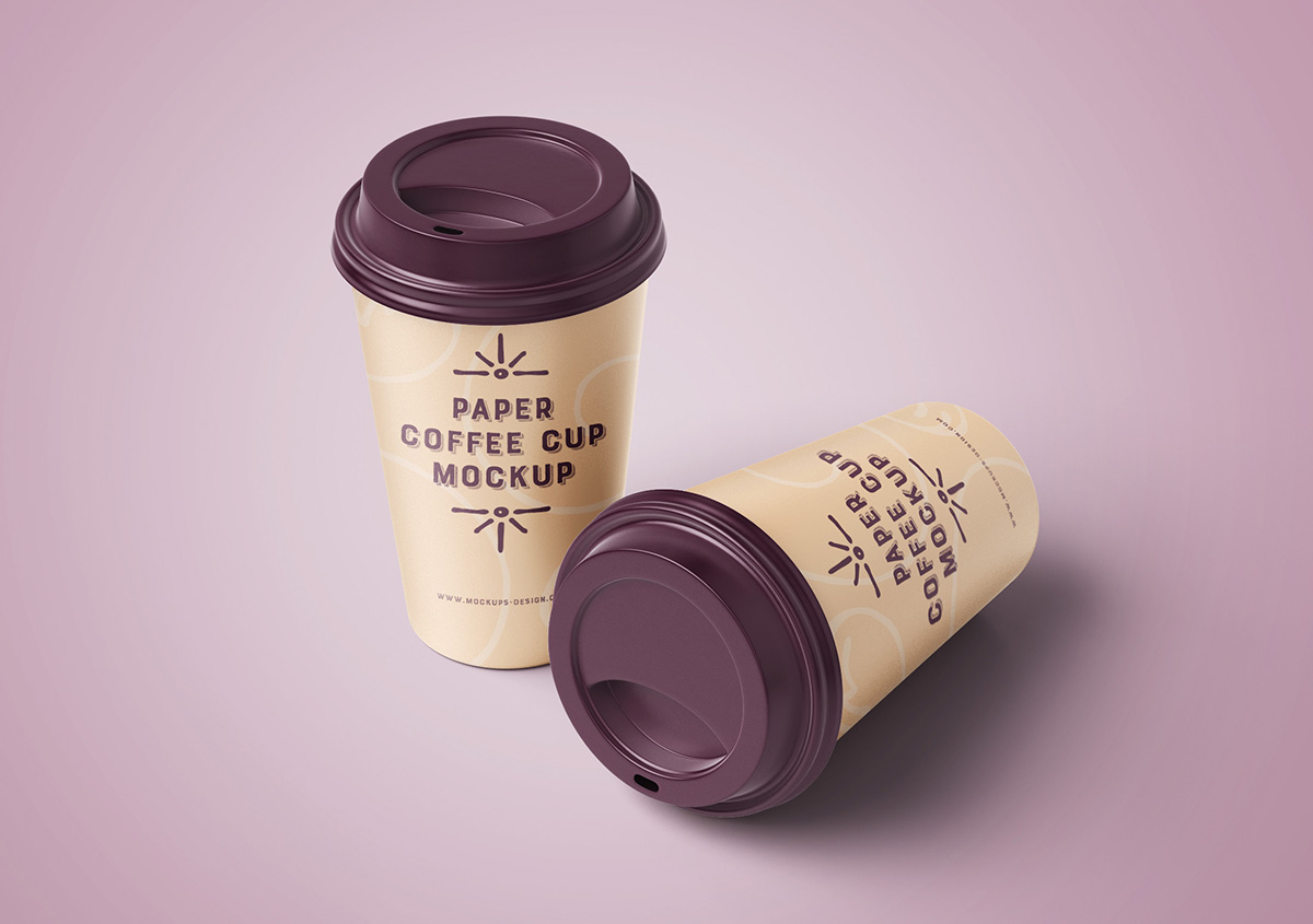 012 4款可商用带盖咖啡饮料纸杯样机 Coffee Cup Mockup