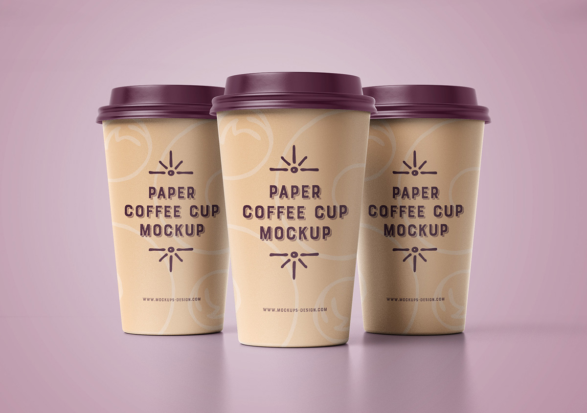 012 4款可商用带盖咖啡饮料纸杯样机 Coffee Cup Mockup