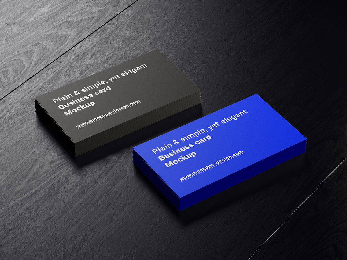 016 3款可商用高级卡片名片展示样机Business Cards Dark Wood