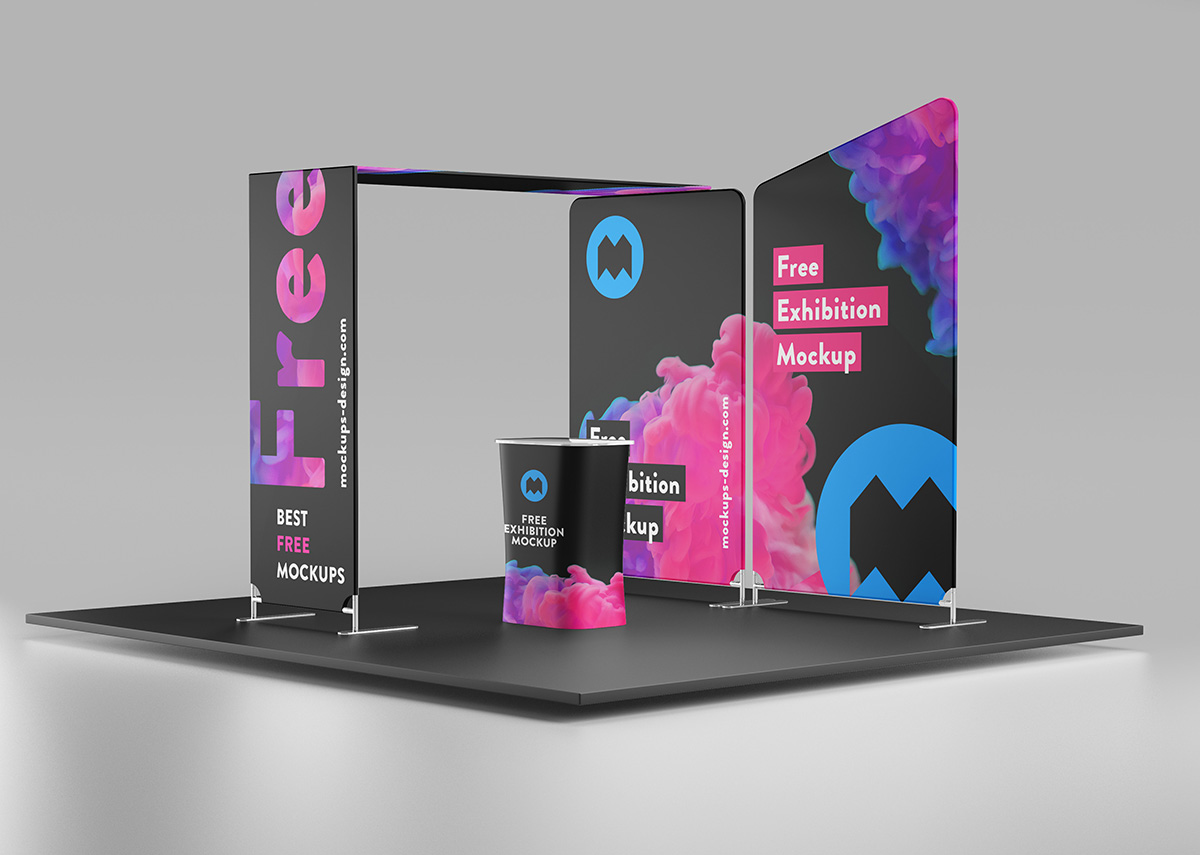 017 多角度可商用展会展厅设计效果展示样机Exhibition Mockup