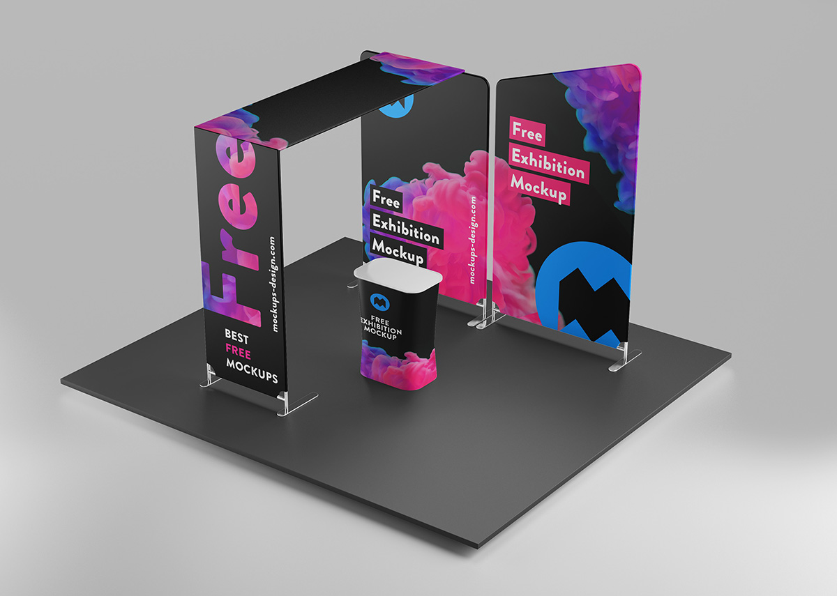 017 多角度可商用展会展厅设计效果展示样机Exhibition Mockup